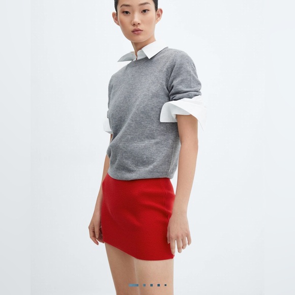 NWT - Mango - Red Knit Mini Skirt - M - Picture 1 of 7